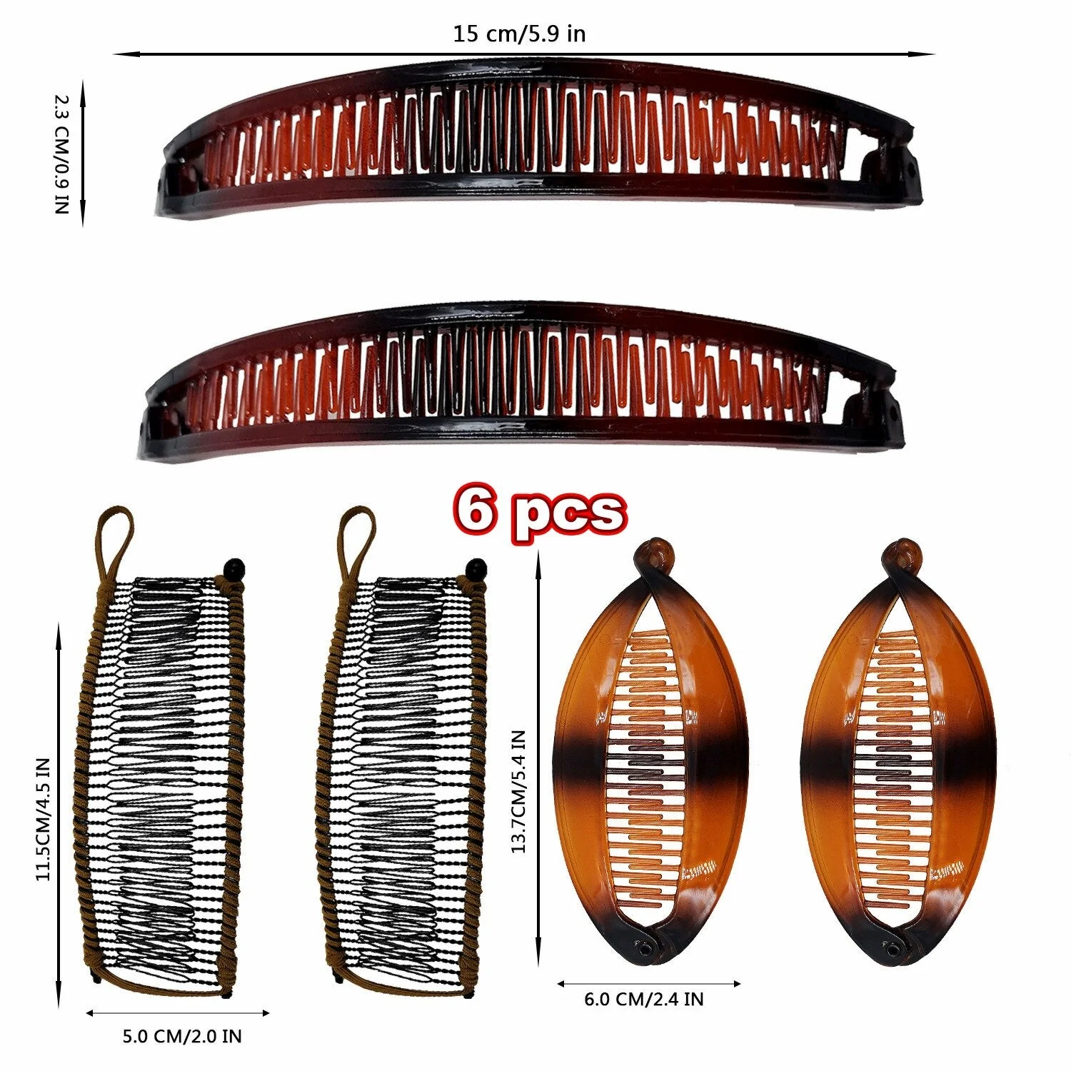 deanwangkt Fish clip set-Banana hair clips Fish hairpin combs Fashion combs Hot style Ponytail Banana clip hair combs Flat clamp for women - Deanwangkt