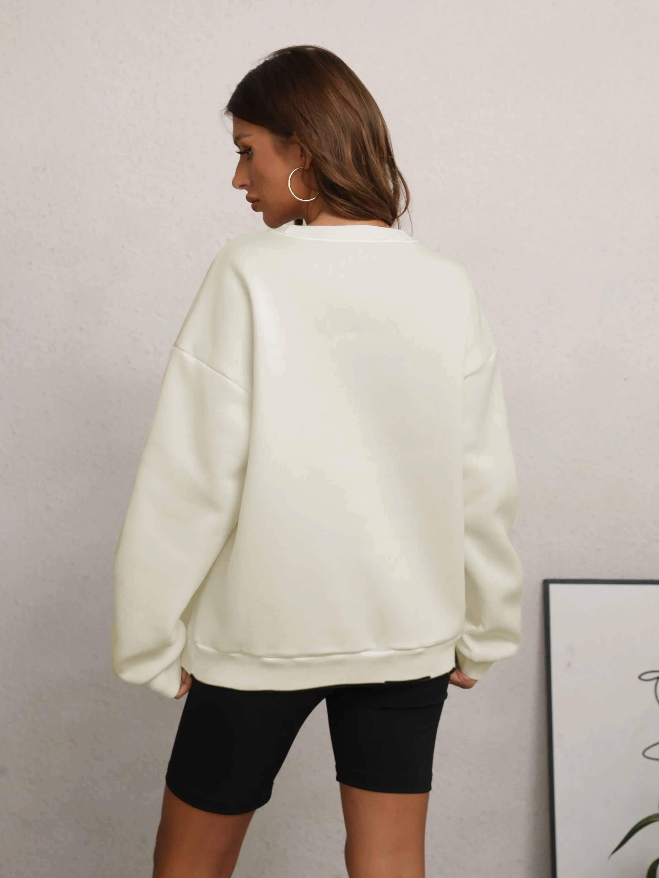 Flower Graphic Crew Neck Sports Sweatshirts, Long Sleeve Sports Pullover Top, Women's Sporty Sweatshirts - Deanwangkt