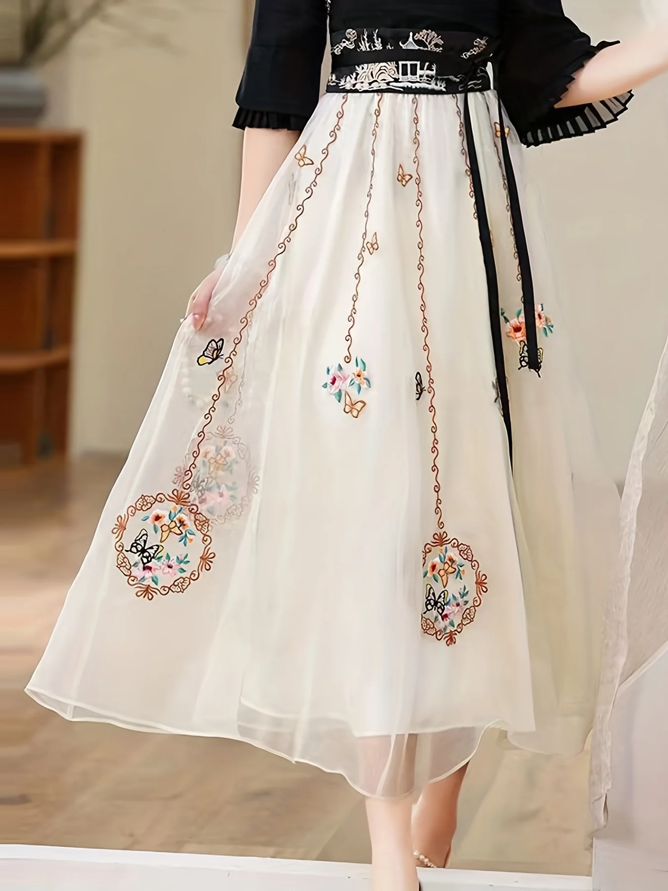 High Waist Embroidered Skirt, Ethnic Style Retro Casual Skirt, Women's Clothing - Deanwangkt