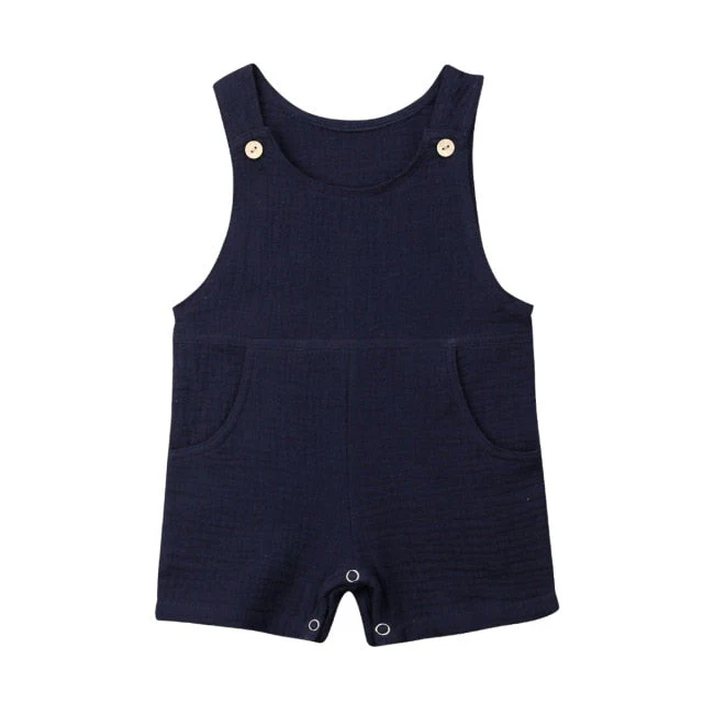 deanwangkt 0-24M Summer Solid Rompers Newborn Infant Baby Girl Boy Outfit Cotton Romper Jumpsuit Bebe Kids Ropa Sleevless Casual Clothes - Deanwangkt