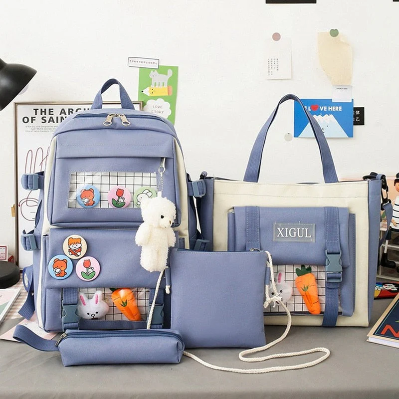 deanwangkt Waterproof Stylish Laptop Backpack women 13 13.3 14 15 15.6 inch  Korean Fashion Oxford Canvas USB College Back pack bag female - Deanwangkt