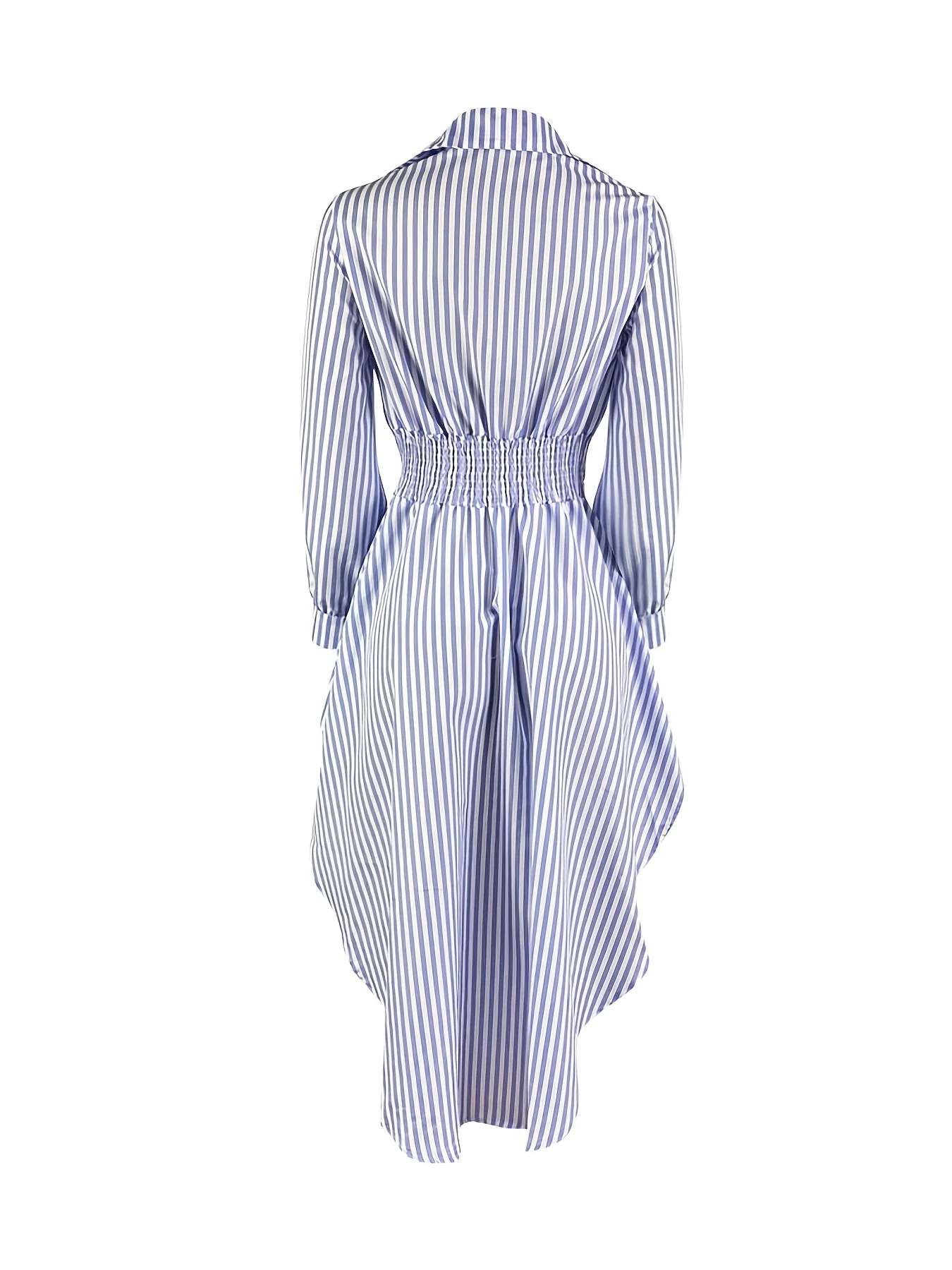 Women's Striped Asymmetrical Tops, Long Sleeve Button Down Shirts, Casual Every Day Shirts, Women's Clothing - Deanwangkt