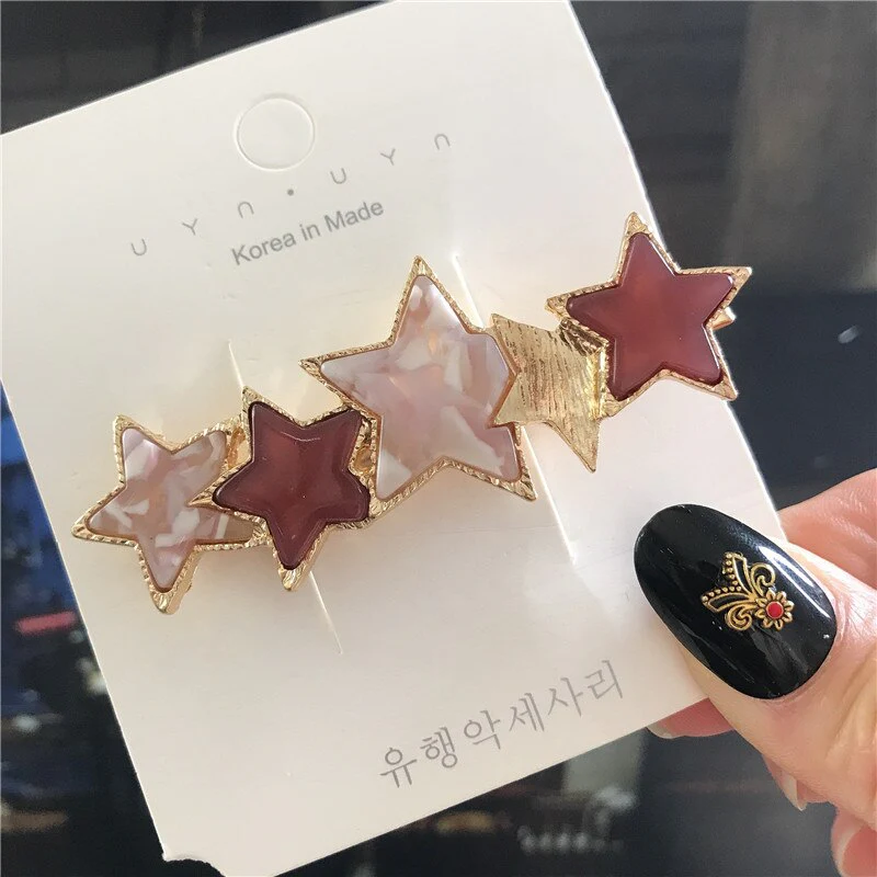 deanwangkt 4PCS Hair Clips Set Crystal Simulation Pearl Hair Accessories Fashion Barrettes For Women Bees Star Heart Hairgrip Hairpins - Deanwangkt