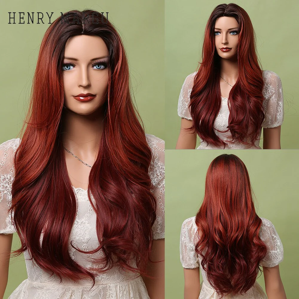 Long Ombre Brown Light Ash Platinum Blonde Wavy Wigs Cosplay Party Synthetic Wig for Women High Temperature Fibre - Deanwangkt