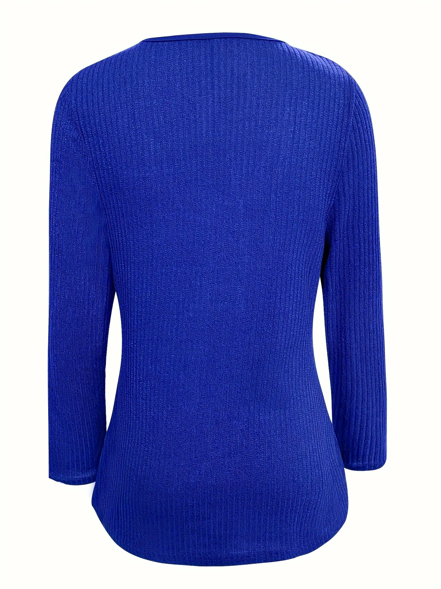 deanwangkt-1 Tie Front Ruffle Trim T-Shirt, Casual Long Sleeve Top For Spring & Fall, Women's Clothing - Deanwangkt