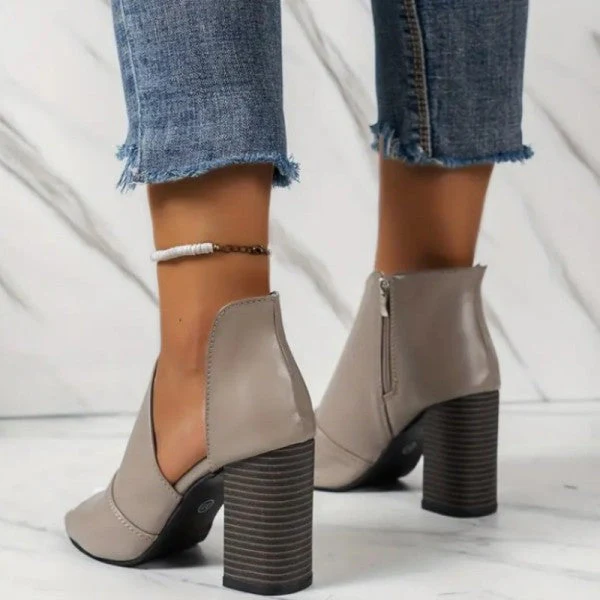 deanwangkt - Grey Casual Patchwork Asymmetrical Fish Mouth Out Door Wedges Shoes (Heel Height 3.54in) - Deanwangkt