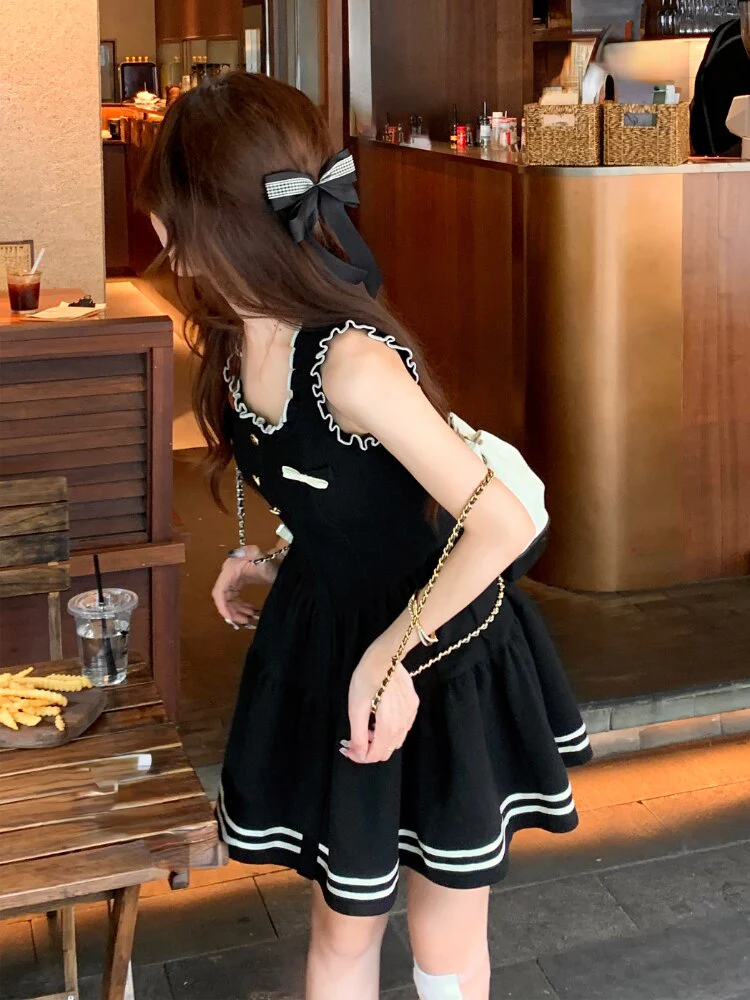 Joskka Summer College Style Sweet Dress Women Bow Kawaii Sweet Party Mini Dress Female Ruffles Patchwork Korean Fashion Dress  New - Deanwangkt