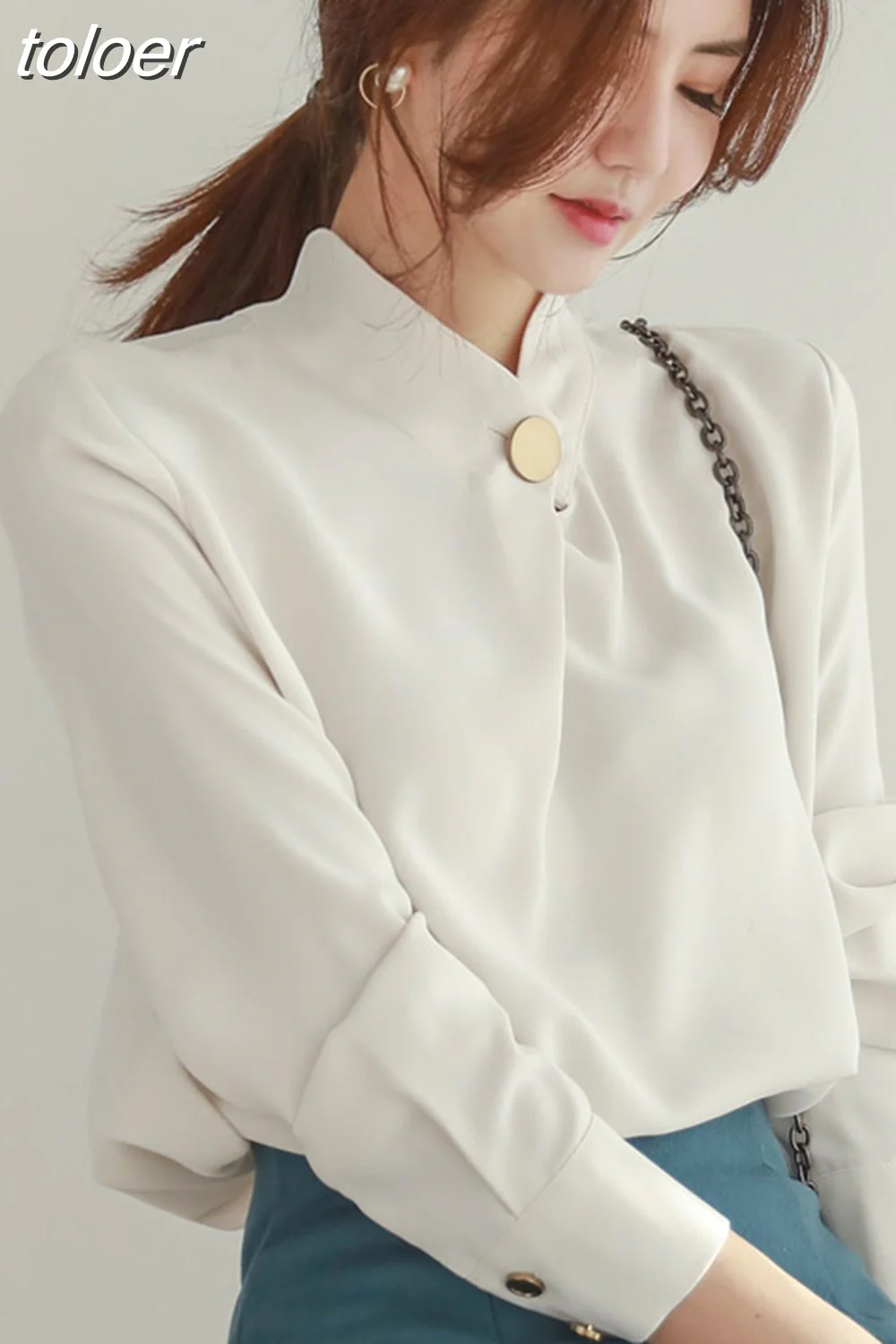 deanwangkt Vintage Chiffon Blouse Autumn Fashion Women Blouse Shirt Blusas Mujer De Moda Long Sleeve Stand Collar Loose Blusa 1478 - Deanwangkt