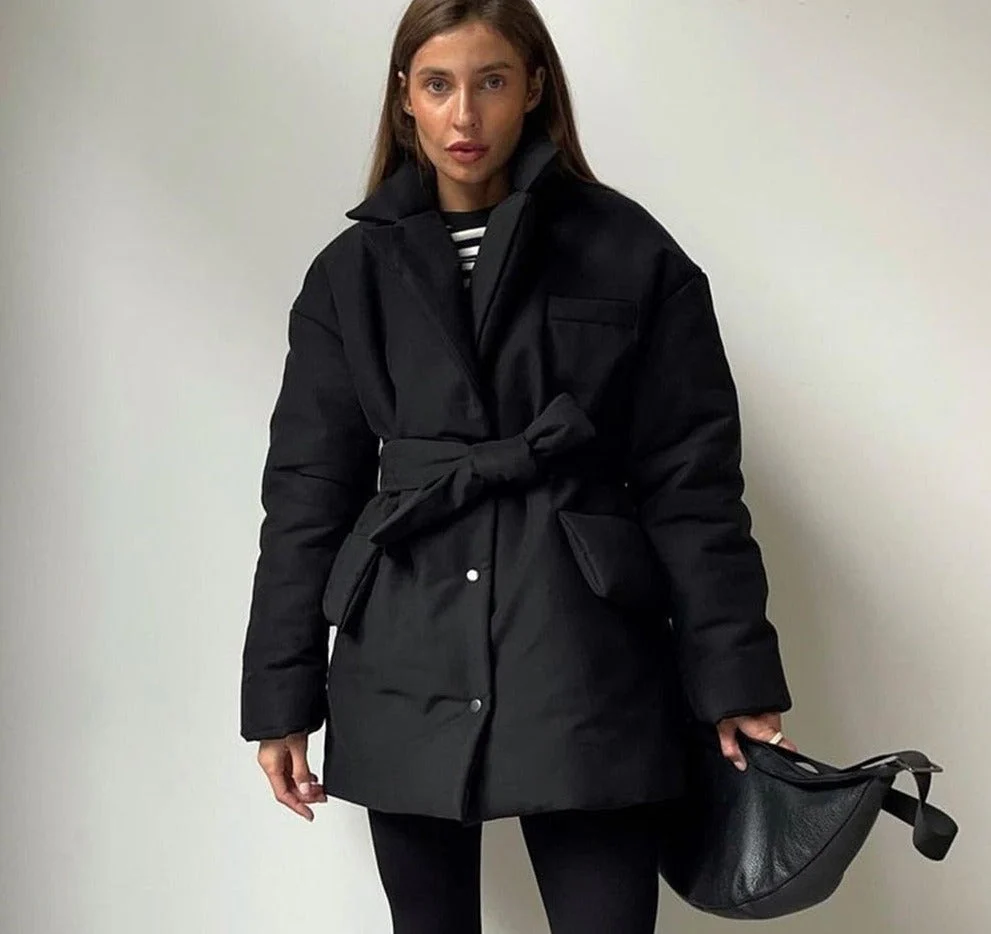 deanwangkt New Short Winter Parkas Women Warm Down Cotton Jacket  Female Casual Loose Outwear  A Belt Cotton-Padded Coat - Deanwangkt