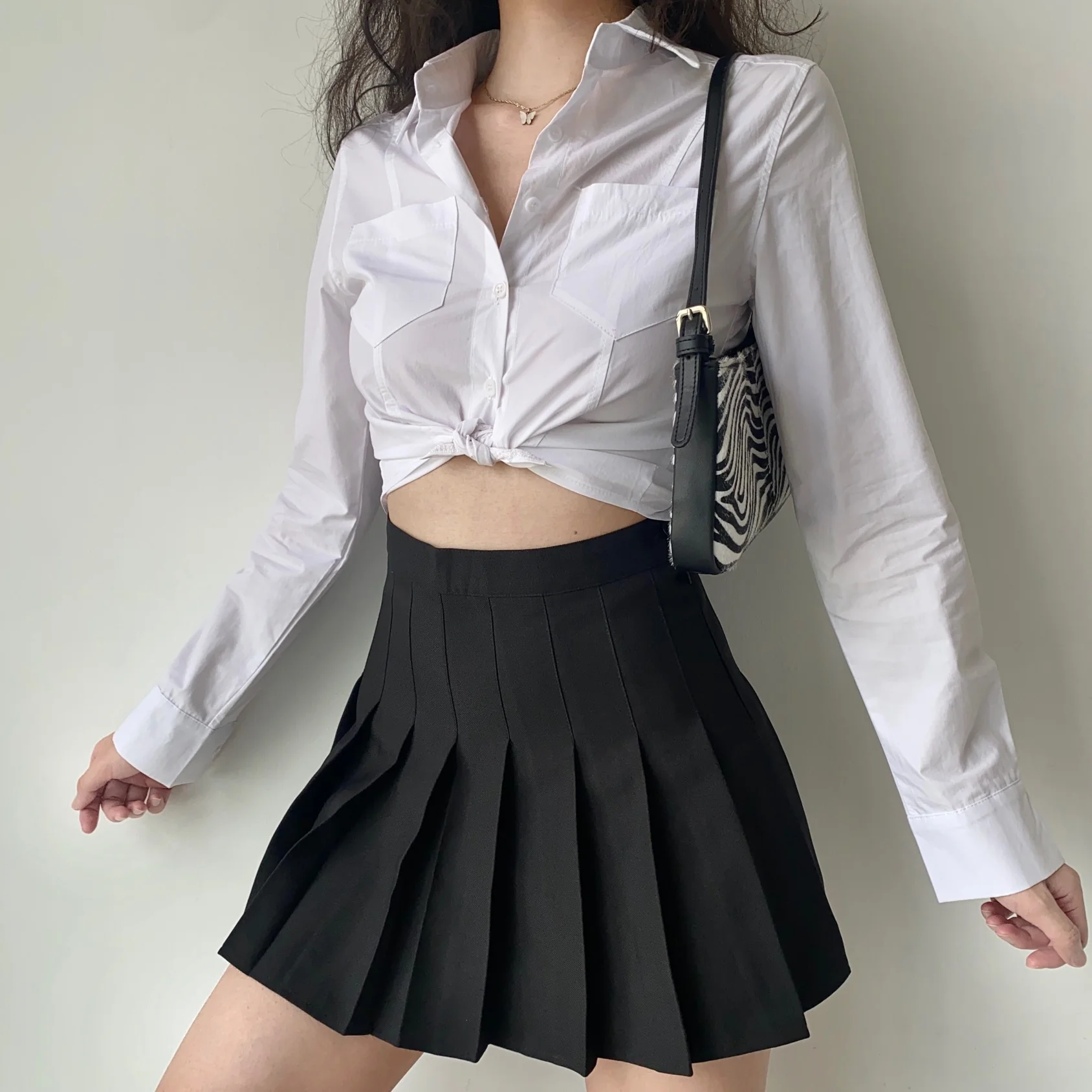 deanwangkt Korean Fashion White Shirts Double Pocket Long Sleeve Solid Shirt Women Japanese Preppy Style Blouse Lapel Collar Tops - Deanwangkt