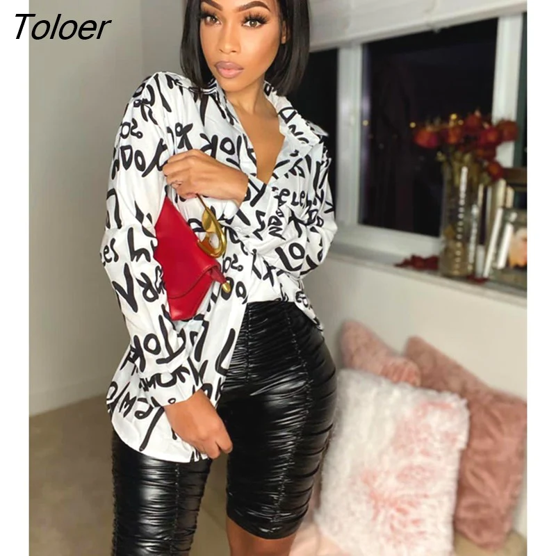 deanwangkt Letter Print Shirt Blouse Top Women - Deanwangkt