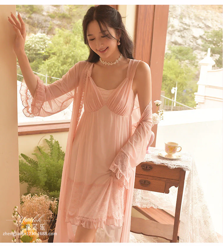 deanwangkt Summer Pink France Vintage Fairy Dress Women Lace Sexy Sweet Elegant Strap Dress Female Flower Chiffon Korean Long Dresses - Deanwangkt
