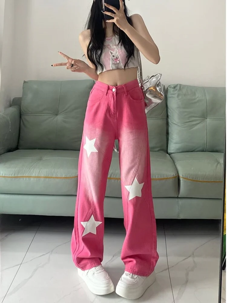 deanwangkt Vintage Harajuku Jeans Women Clothes For Teenagers Y2k Women's Slacks Fashion Aesthetic Clothing Autumn New Products Baggy Pants - Deanwangkt