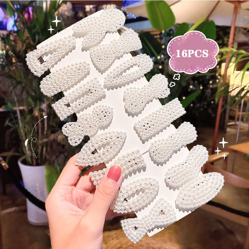 3/4/5pcs/Set Women Girls Elegant Full Pearls Geometric Hair Clips Sweet Hair Ornament Hairpin Barrette Headband Hair Accessories - Deanwangkt