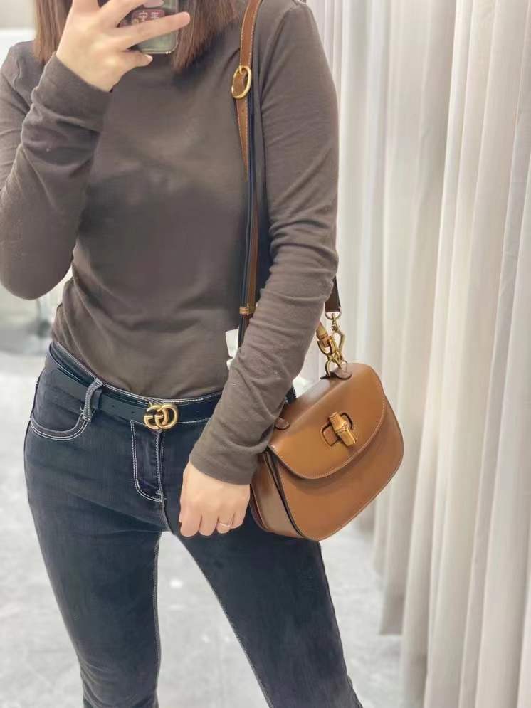 deanwangkt High quality Messenger Bag Bamboo Bag Handbag Saddle Bag Mahjong Bag Women Crossbody BagNew Leather Retro Fashion Women's Bag - Deanwangkt