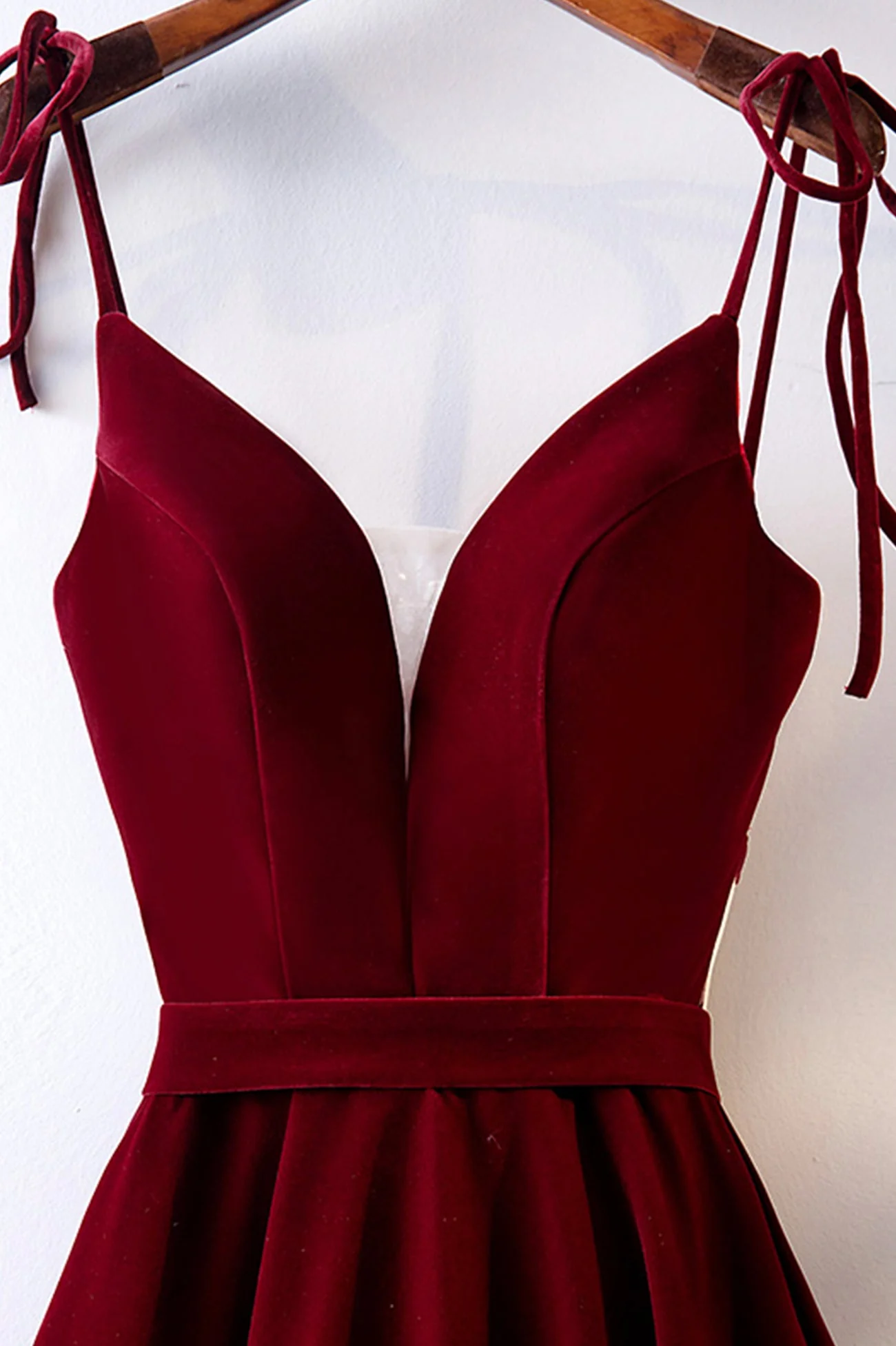 solvbao Burgundy Velvet Long Prom Dresses, Simple A-Line Evening Dresses - Deanwangkt
