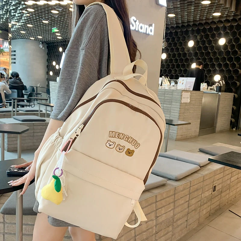 Back To School Women Backpack Kawaii Bear Embroidery Japanese Harajuku Laptop Travel High Capacity School Bags Colleg Cute Schoolbag Mochila - Deanwangkt