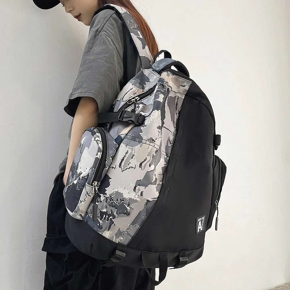 deanwangkt High Capacity Men Graffiti Backpack Camouflage Laptop Book Boy School Bag Female Fashion Women Cool Student Backpack Male Travel - Deanwangkt