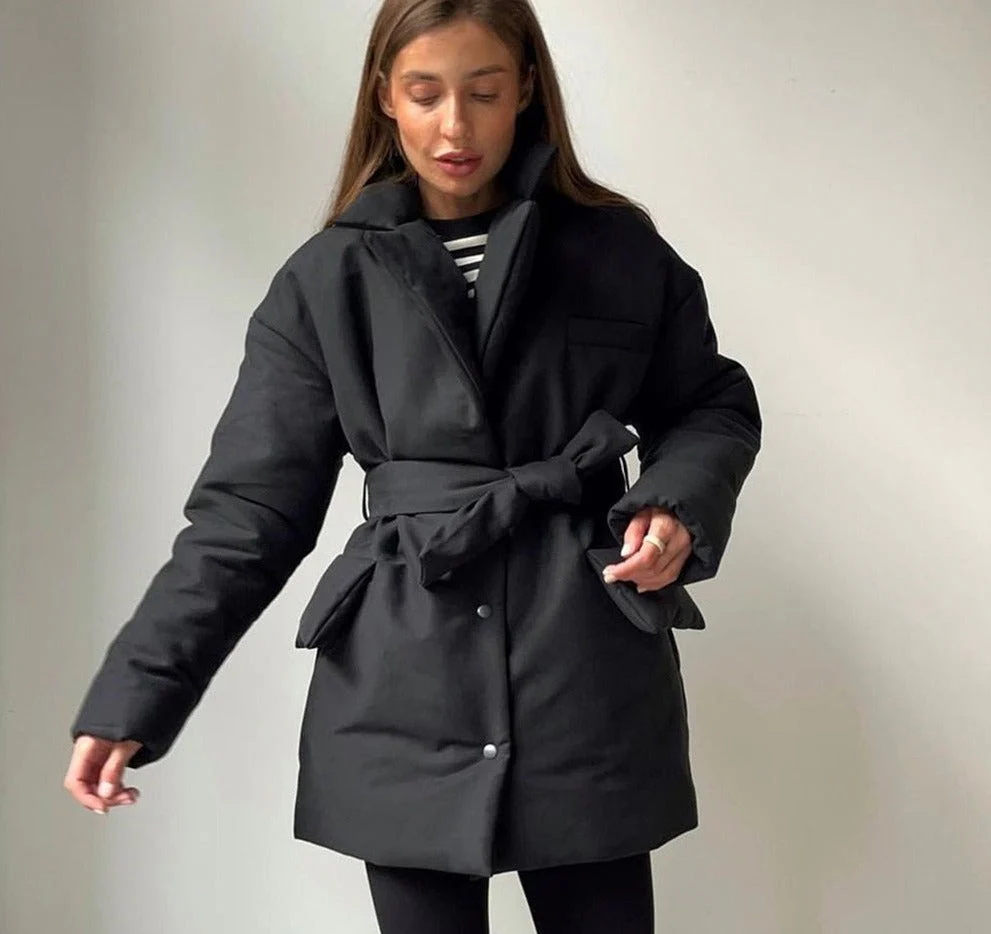 deanwangkt New Short Winter Parkas Women Warm Down Cotton Jacket  Female Casual Loose Outwear  A Belt Cotton-Padded Coat - Deanwangkt
