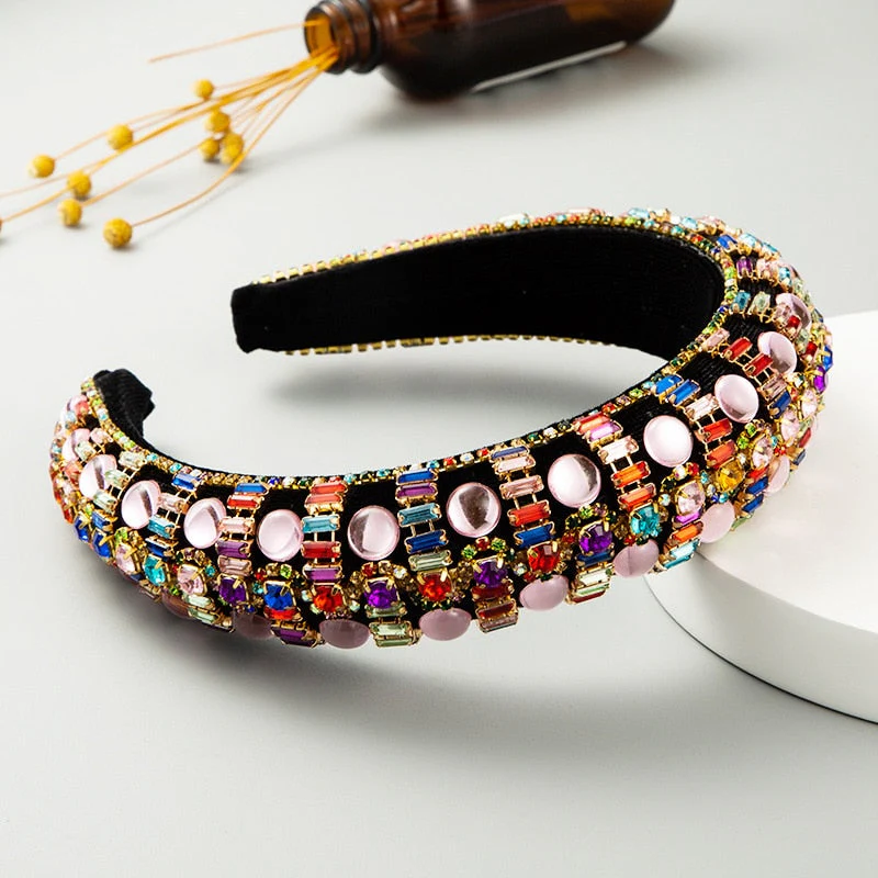 Baroque Hand Made Pearl Beading Gemstone Retro Luxury Hairbands ZA Hair Accessories Hair Bows Flower Crown Headbands For Women - Deanwangkt