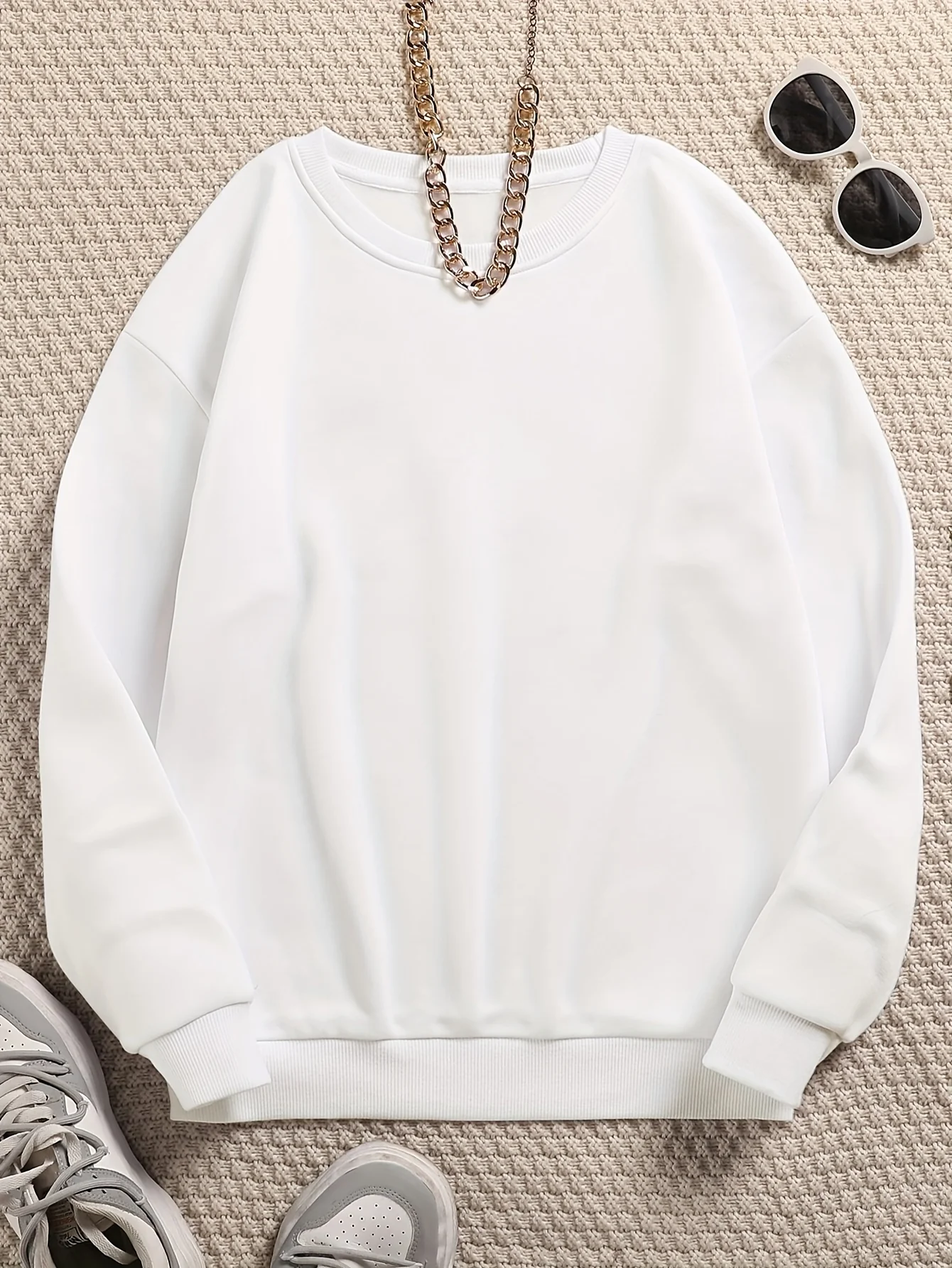 Women's Round Neck Long Sleeve Drop Shoulder Sports Sweatshirts, Casual Sports Pullover, Women's Athleisure - Deanwangkt