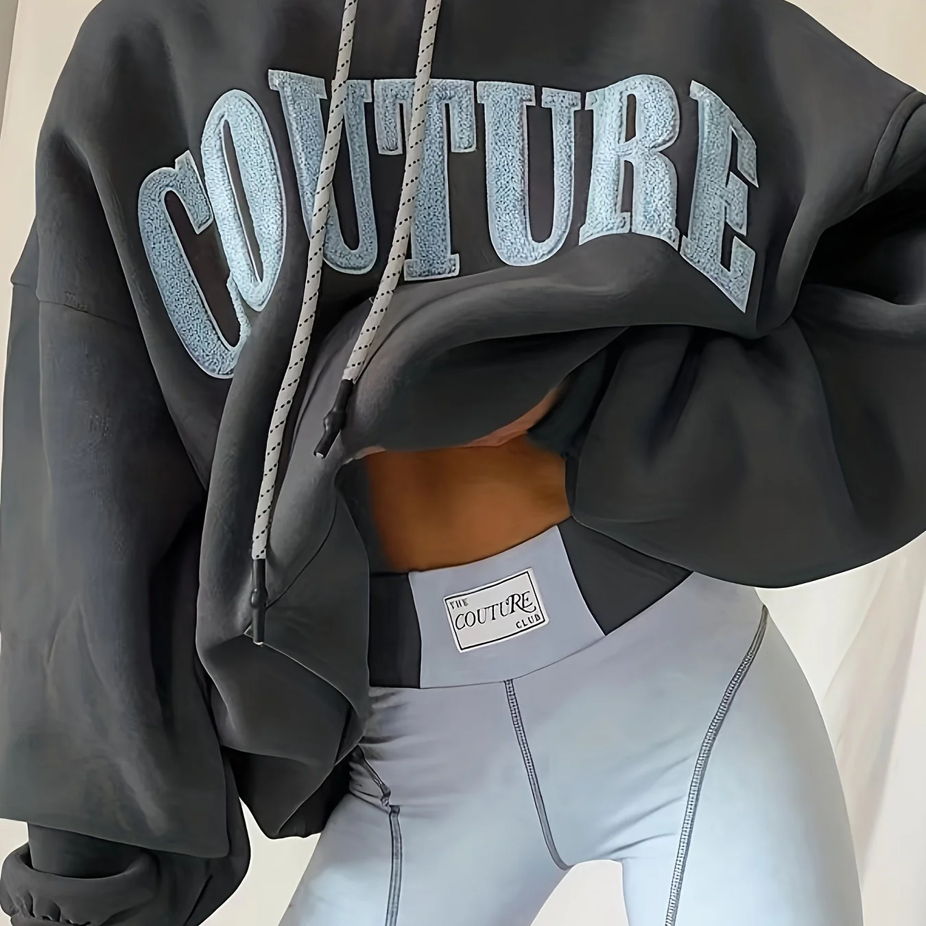 Letter Print Kangaroo Pocket Hoodie, Casual Long Sleeve Drawstring Hoodies Sweatshirt, Women's Clothing - Deanwangkt