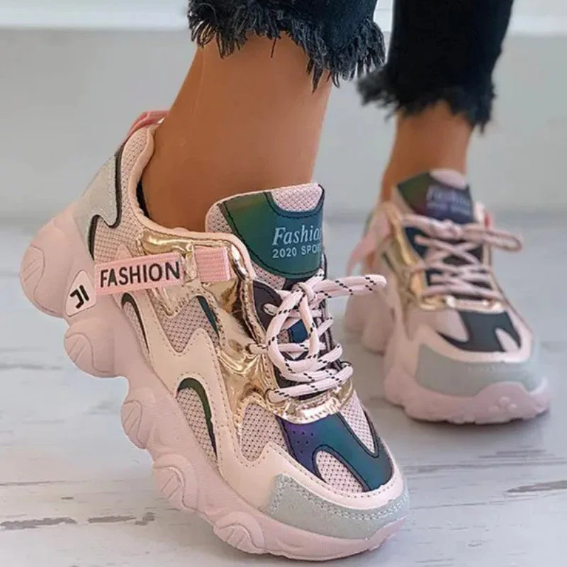 deanwangkt - Pink Casual Sportswear Patchwork Frenulum Round Comfortable Sport Shoes - Deanwangkt