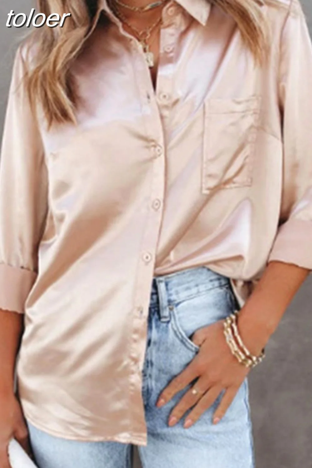 deanwangkt Fashion Satin Shirt for Women Casual Long Sleeve Shirt Office Tops White Summer Blouses Loose Female Clothing 24918 - Deanwangkt