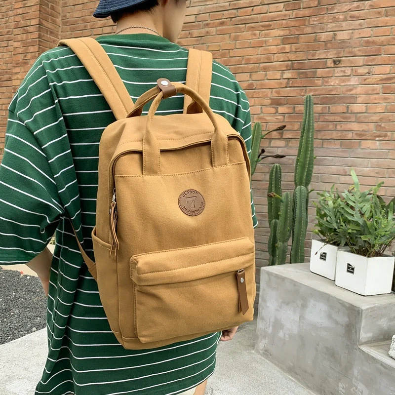 BACK TO SCHOOL    Fashion Teens Bookbag Canvas Mochila for Girls Boys Black Schoolbag Backpack Women Travel Bag College Solid Rucksack - Deanwangkt