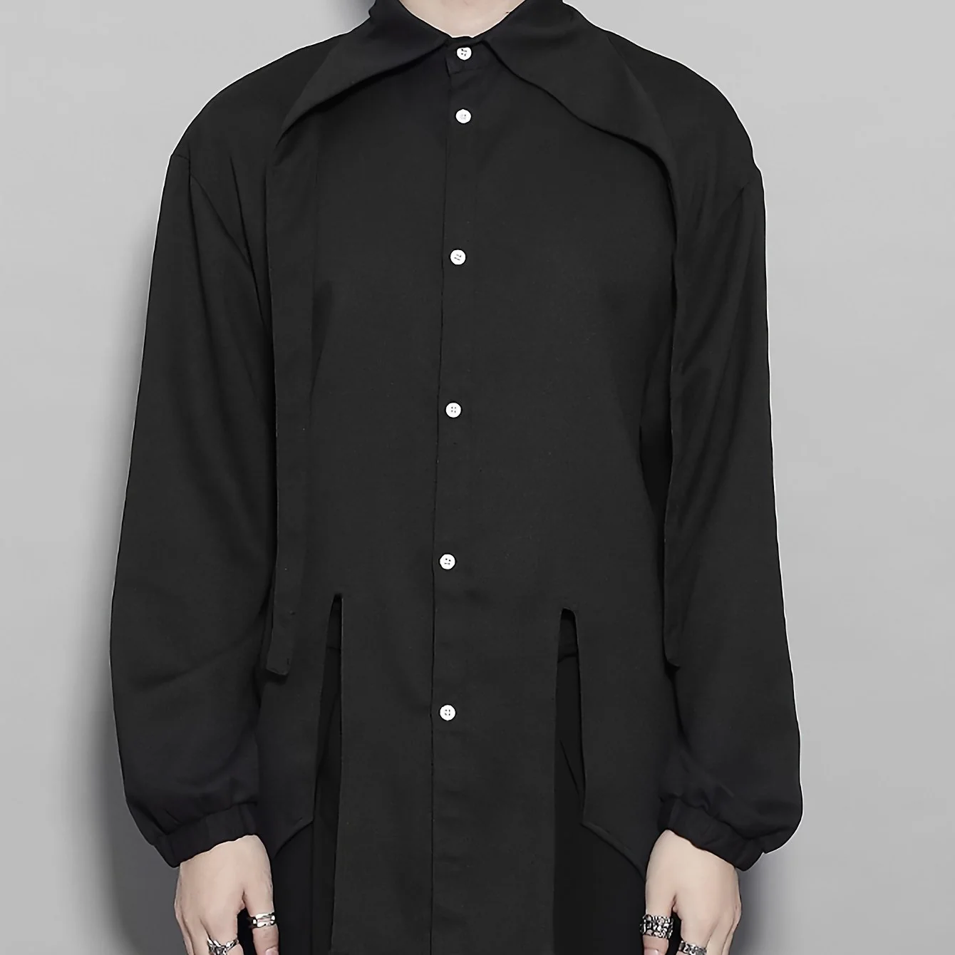 deanwangkt  Men's Solid Shirt Top Unique Collar Long Sleeve Closure Male Casual Cotton Blend Shirt For Men Daily Vacation Streetwear - Deanwangkt