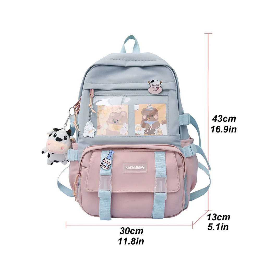 deanwangkt  Girls Aesthetic Backpack Cute School Bags For Student Teens Girls Pockets Kawaii Women Laptop Backpack Harajuku Mochila - Deanwangkt