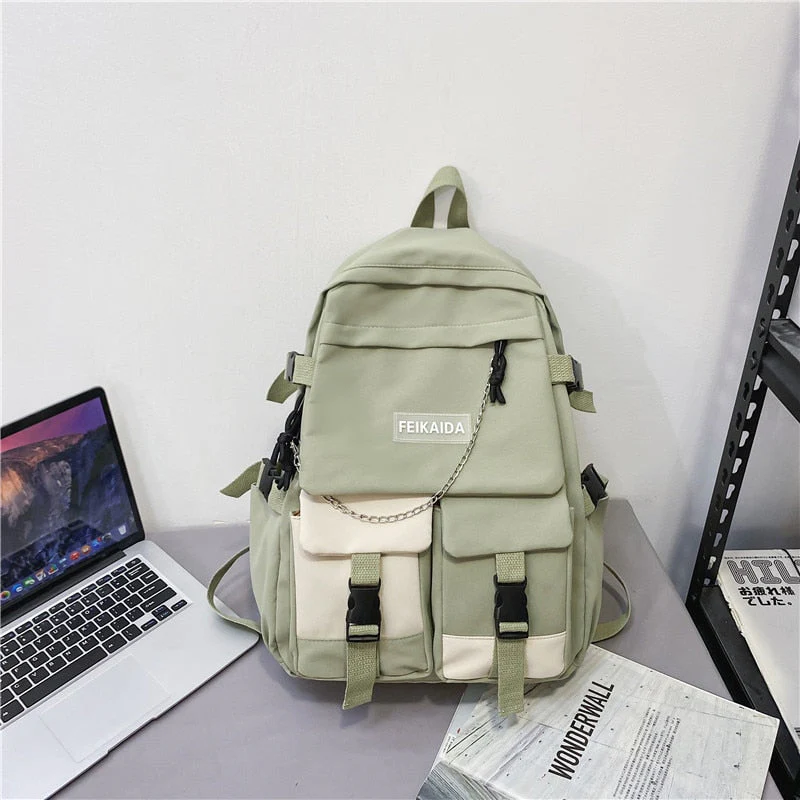 deanwangkt Fashion Women Backpack Cute School Bag for Teenagers Girls Boys Mochila Kawaii Cotton Black Lady Travel Rucksack - Deanwangkt