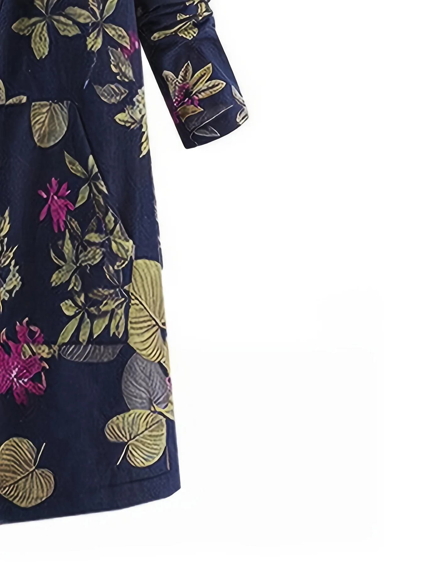 deanwangkt Floral Print Pocket Hooded Coat, Casual Longline Long Sleeve Thermal Coat For Fall & Winter, Women's Clothing - Deanwangkt