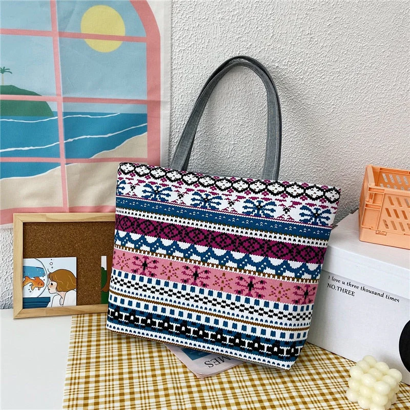deanwangkt  Fashion Folding Women Big Size Handbag Tote Ladies Casual Flower Printing Canvas Graffiti Shoulder Bag Beach Bolsa Feminina - Deanwangkt
