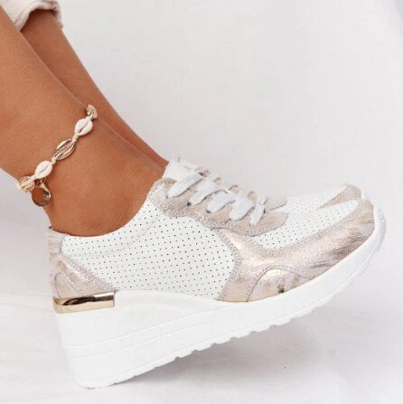 deanwangkt Women Sneakers  Leopard Print Lace-Up Women's Vulcanize Shoes Platform Sports Ladies Sneakers Breathable Plus Women Shoes - Deanwangkt
