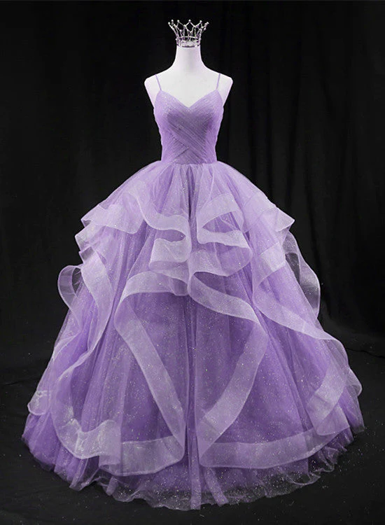 Solvbao Cute Light Purple Tulle Long Layers Straps Party Dress, Sweet 16 Formal Gown - Deanwangkt