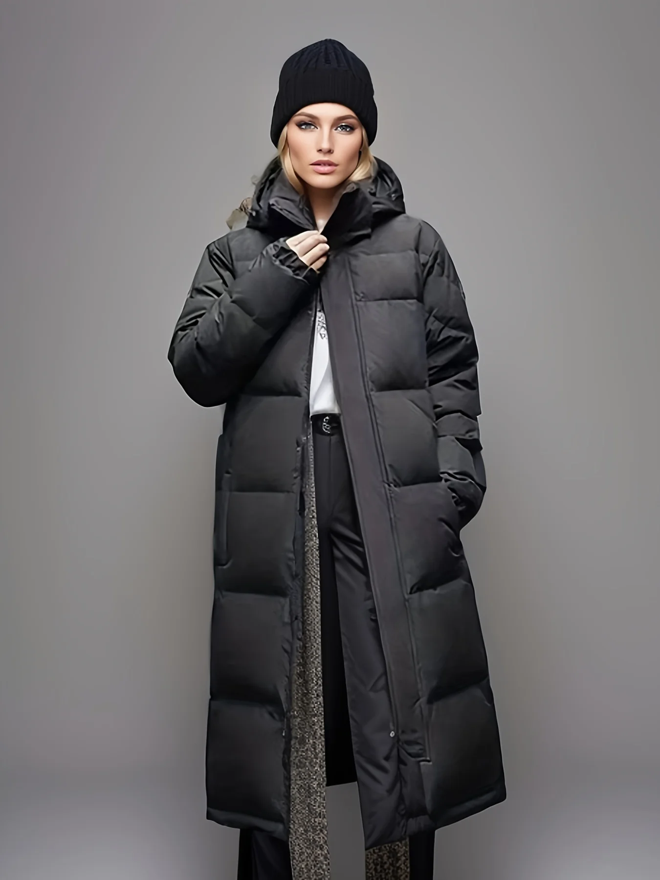 Long Length Hooded Parka, Casual Long Sleeve Winter Warm Outerwear, Women's Clothing - Deanwangkt
