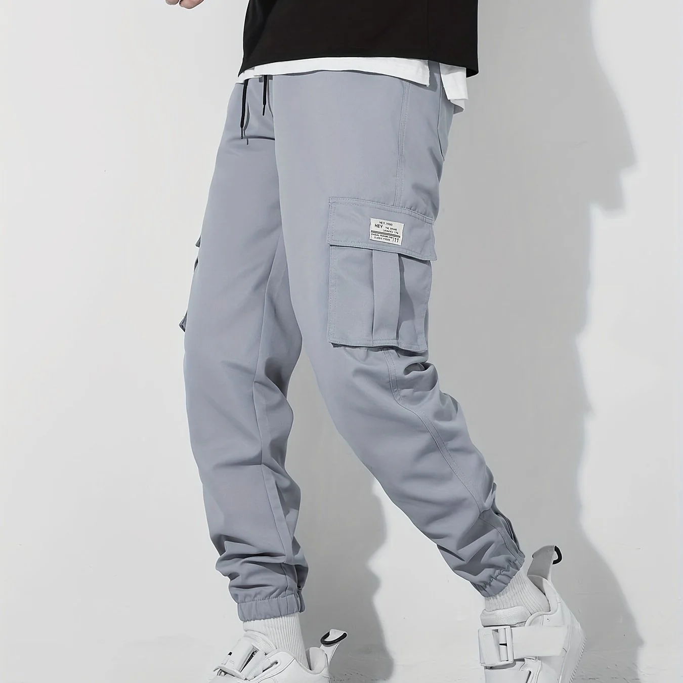 deanwangkt Classic Design Multi Flap Pockets Cargo Pants, Men's Casual Techwear Drawstring Cargo Pants Hip Hop Joggers For Autumn Summer Outdoor - Deanwangkt