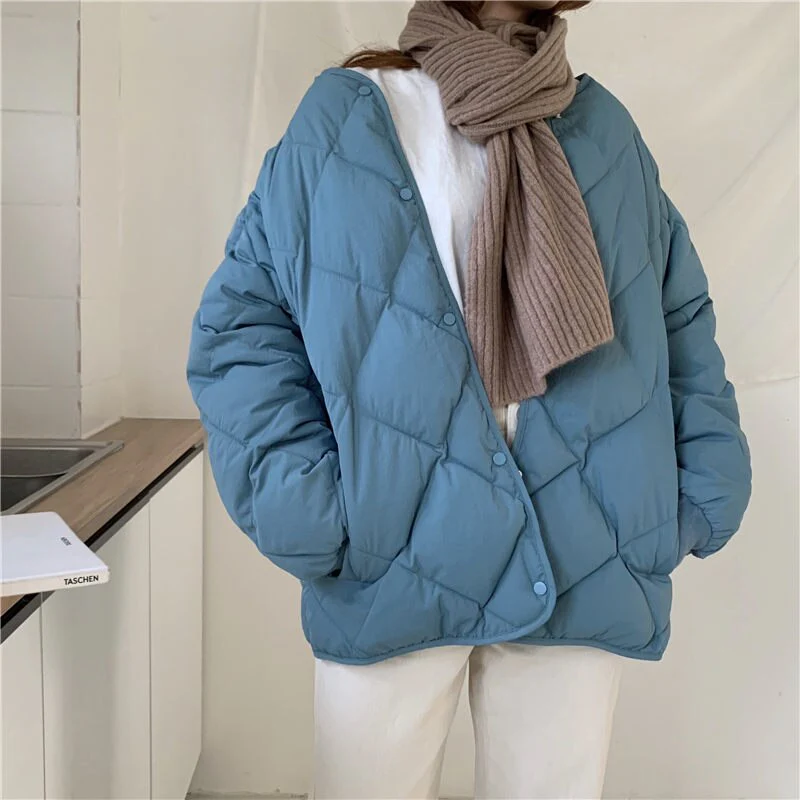 deanwangkt Alien Kitty Winter Fashion Outwear Casual Jackets Solid Tops All-Match Simple Fresh Stylish Warm Women Coat Loose Thicken - Deanwangkt