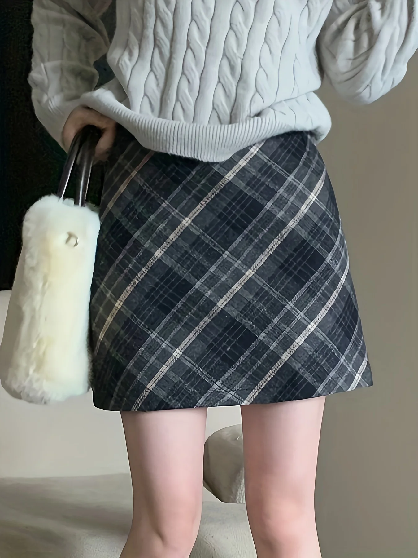 deanwangkt-1 Plaid Pattern Mini Skirt, Casual High Waist Skirt, Women's Clothing - Deanwangkt