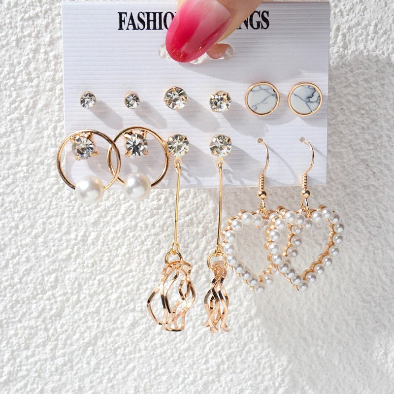 DEANWANGKT 23 Styles Women Earring Set Fashion Jewelry Gold Metal Big Hoop Dangle Drop Earing Butterfly Tassel Geometric Punk Brincos Femme - Deanwangkt