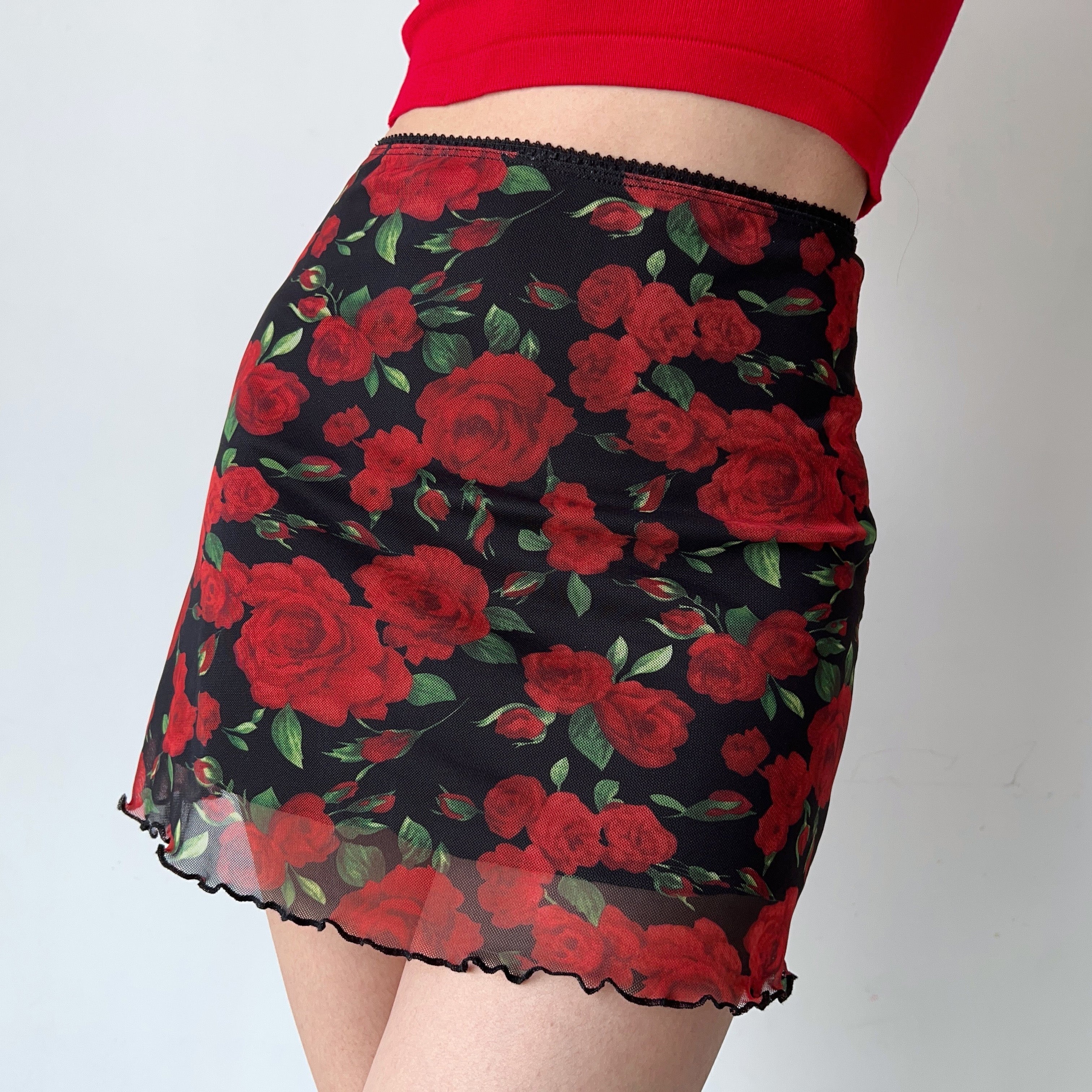 deanwangkt - Vintage Roses Mesh Skirt ~ HANDMADE - Deanwangkt