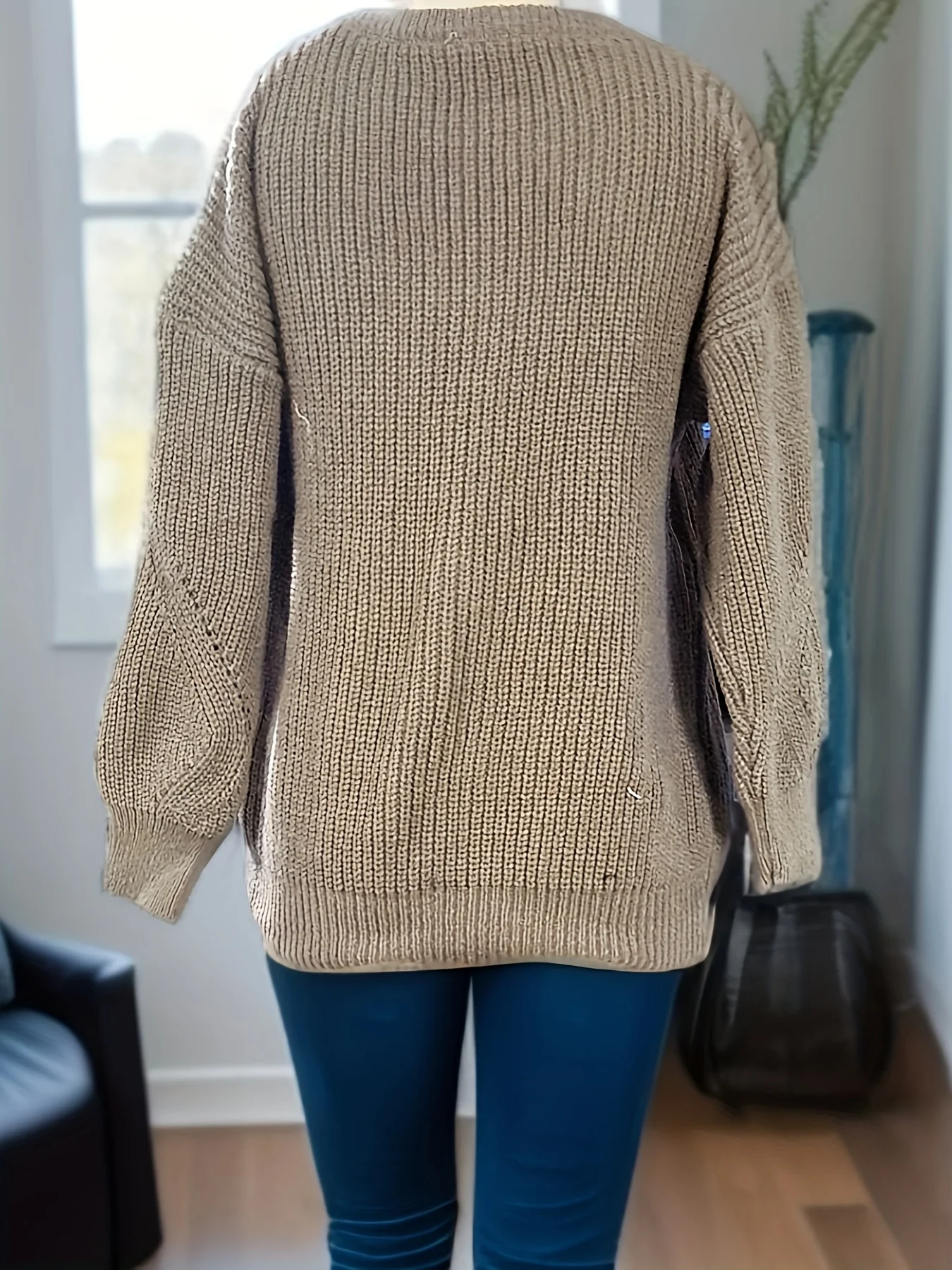 deanwangkt  Letter Pattern Crew Neck Pullover Sweater, Casual Long Sleeve Drop Shoulder Sweater, Women's Clothing - Deanwangkt