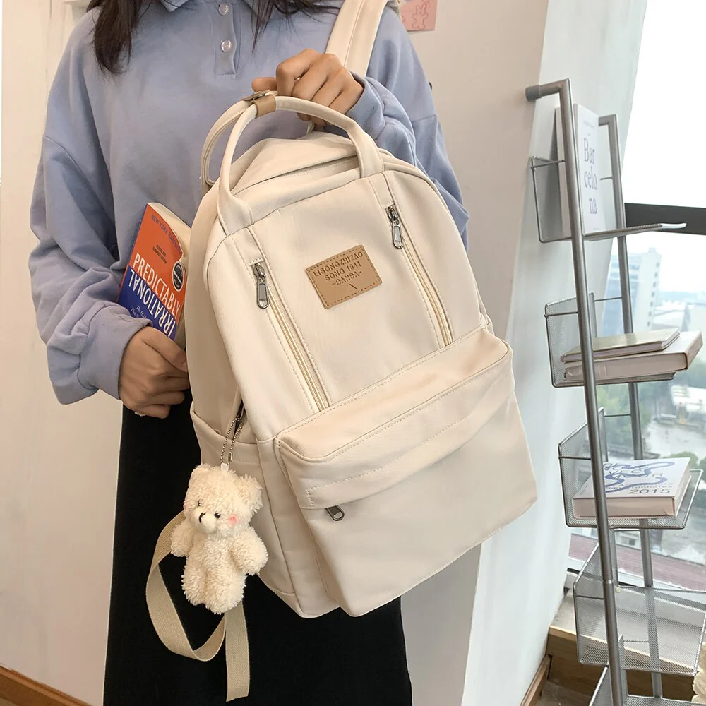 Back To School Winter Multifunction Double Zipper Women Backpack Teenager Girls Laptop Backpack Student Shoulder Bag Korean Style School Bag - Deanwangkt