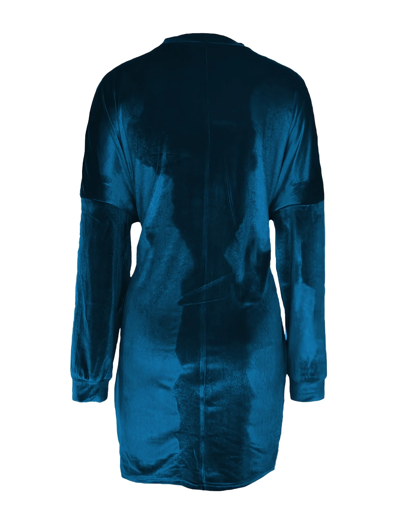 Solid Velvet Long Sleeve Dress, Tie-waist Mock Neck Dress, Women's Clothing - Deanwangkt