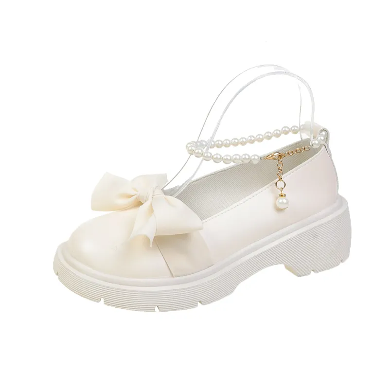 deanwangkt Women Thick Platform Mary Janes Lolita Shoes Party Pumps Summer  New Sandals Bow Chain Mujer Shoes Fashion Oxford Zapatos - Deanwangkt