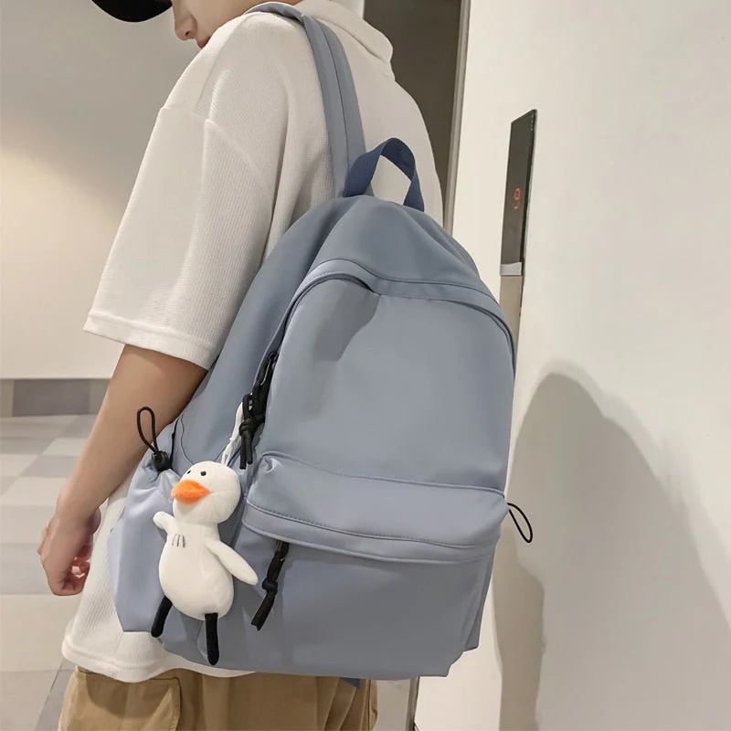 BACK TO COLLEGE   Trendy Men Rucksack Fashion Simple Solid Color Bookbag Teenager Women Backpack Girl School Bag Black Laptop Mochila - Deanwangkt