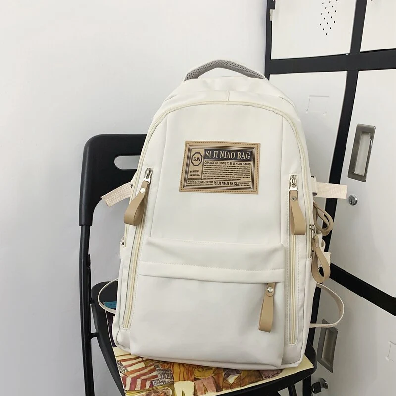 BACK TO COLLEGE   Fashion Solid Waterproof Mochila High School Large Bookbag for Boys Girls Schoolbag Women Shoulder Rucksack Black Men - Deanwangkt