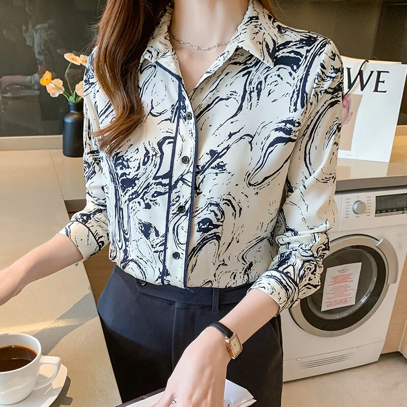 deanwangkt printing ladies shirts Women's Blouses  Spring Autumn Long Sleeve Shirts Tops Blusas Mujer - Deanwangkt