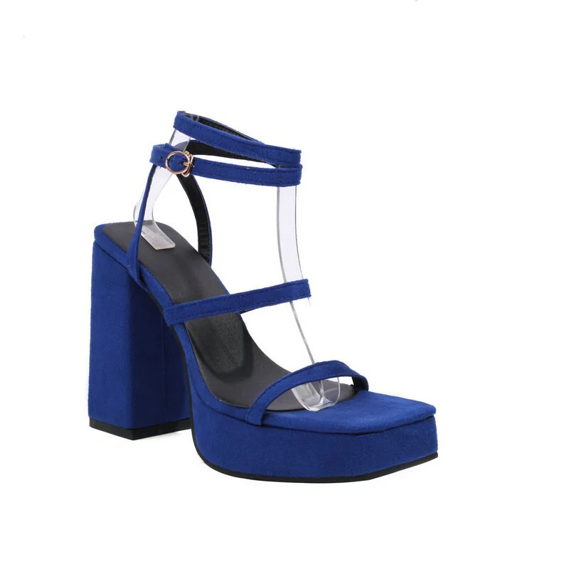 Joskka  Women Open Toe Party Wedding Hoco Shoes Summer Dress Pumps Block High Heels Ankle Cross-strap Platform Gladiator Sandals - Deanwangkt